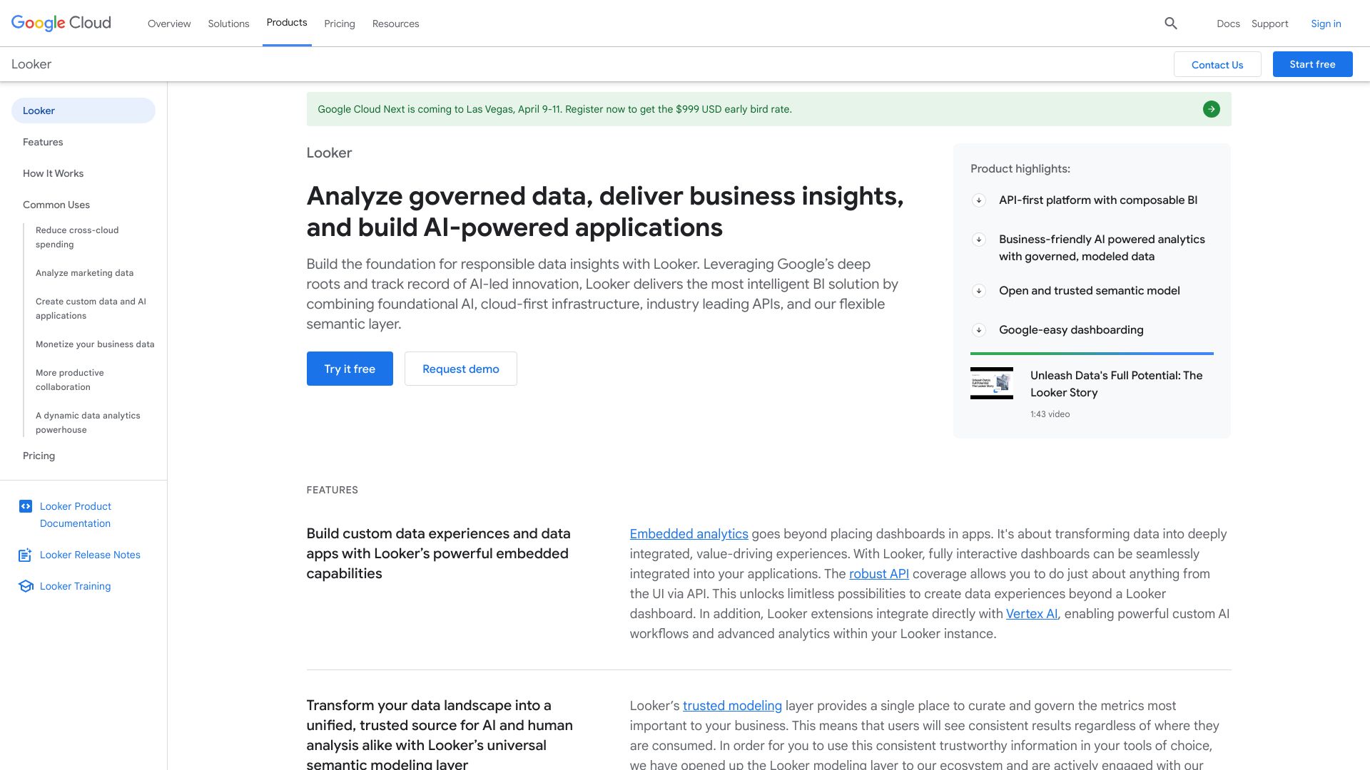 Looker (Google Cloud AI) preview